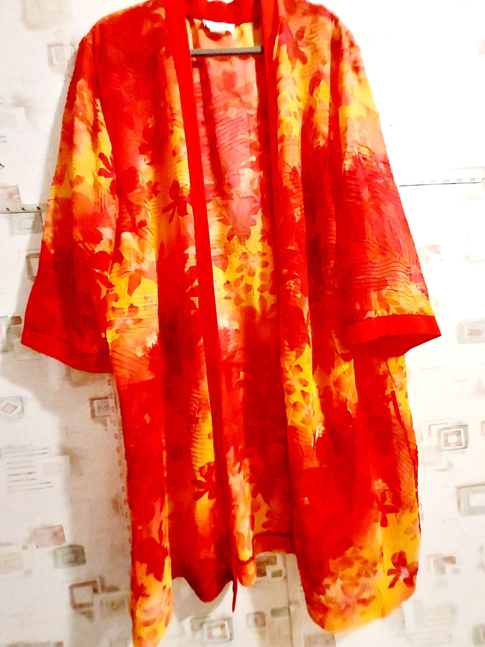 Studio C Red & Yellow Floral Kimono-Style Tunic